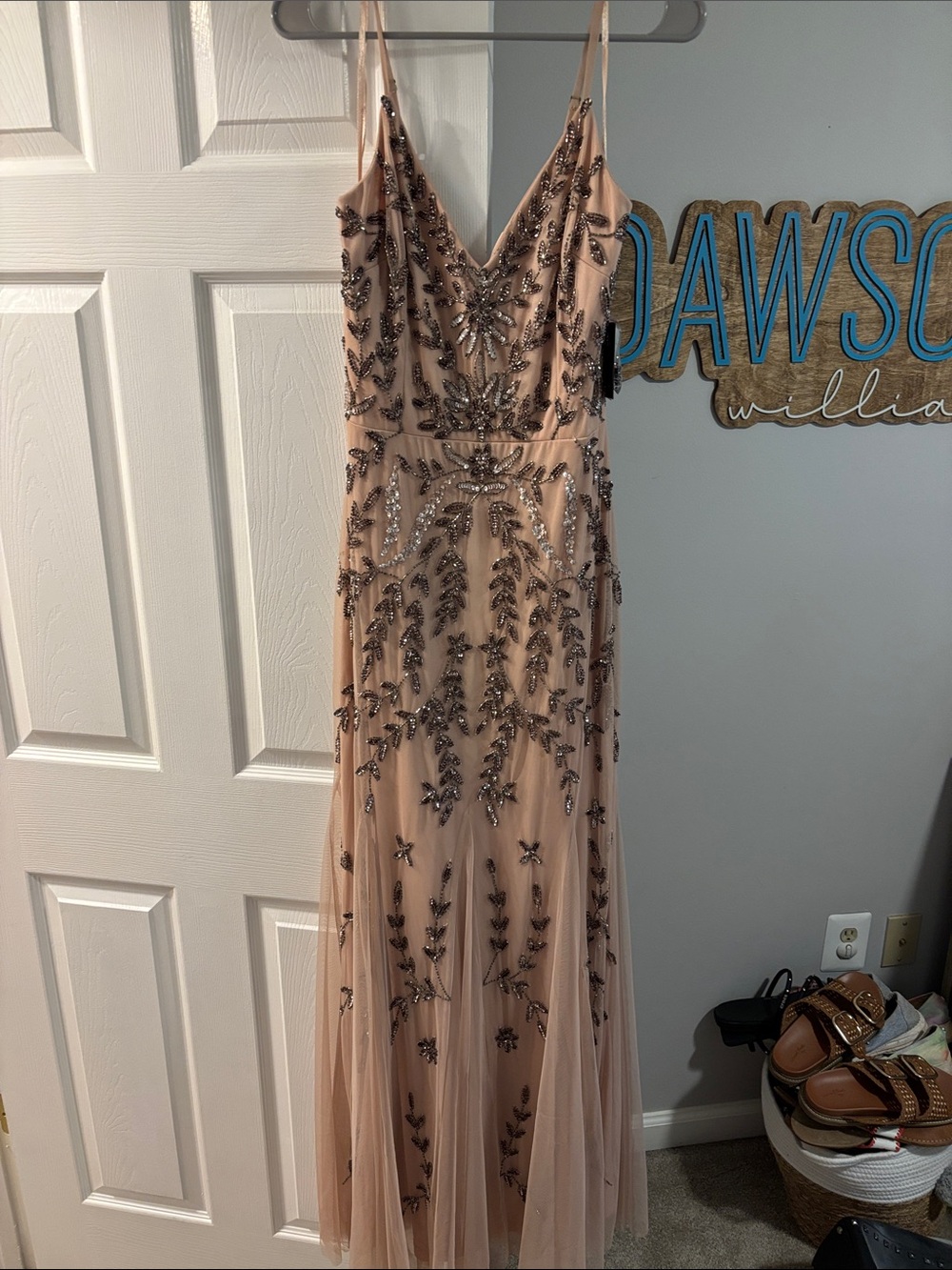 Marina Beaded V-Neck Gown